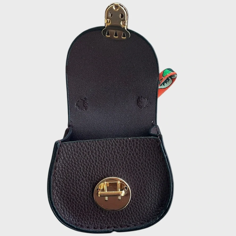 Mini Purse Charm Keychain Brown Faux Leather AirPods Case Bag Charm